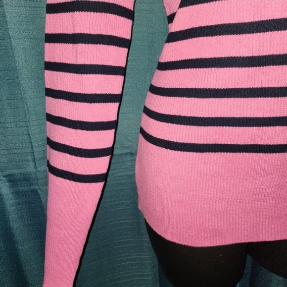 Ralph Lauren Pink Black Striped Turtleneck Sweater - Picture 6 of 6